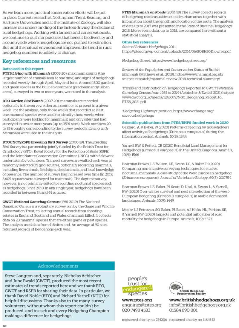 NEW State of Britain’s Hedgehog Report issued today! - The British ...